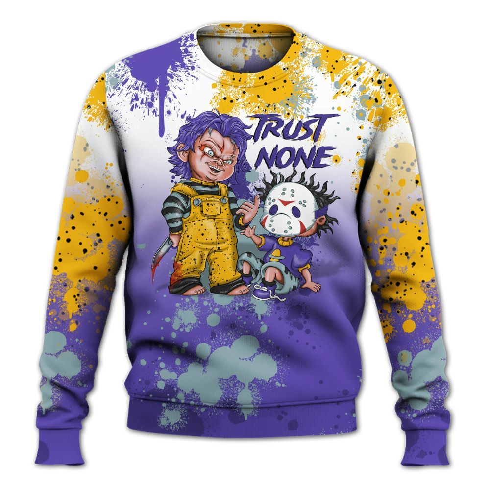 Sweatshirt To Match Imperial Purple 4s - Trust No One Scary All Over Print