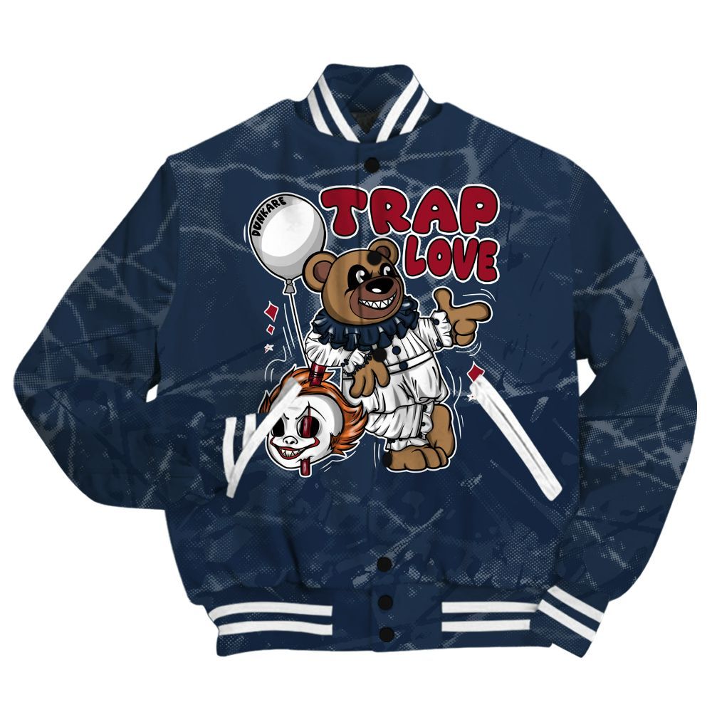 Varsity Jacket To Match White Midnight Navy 6s Shirt - Trap Loves Bear Profound All Over Print