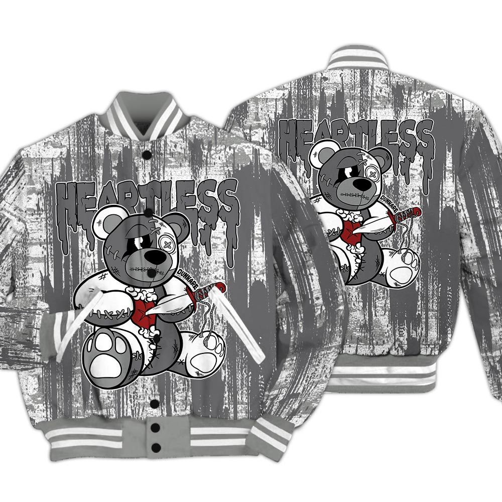 Varsity Jacket To Match Paris Cement Grey 4s - Heartless Bear Glitch Art Varsity Jacket Unisex