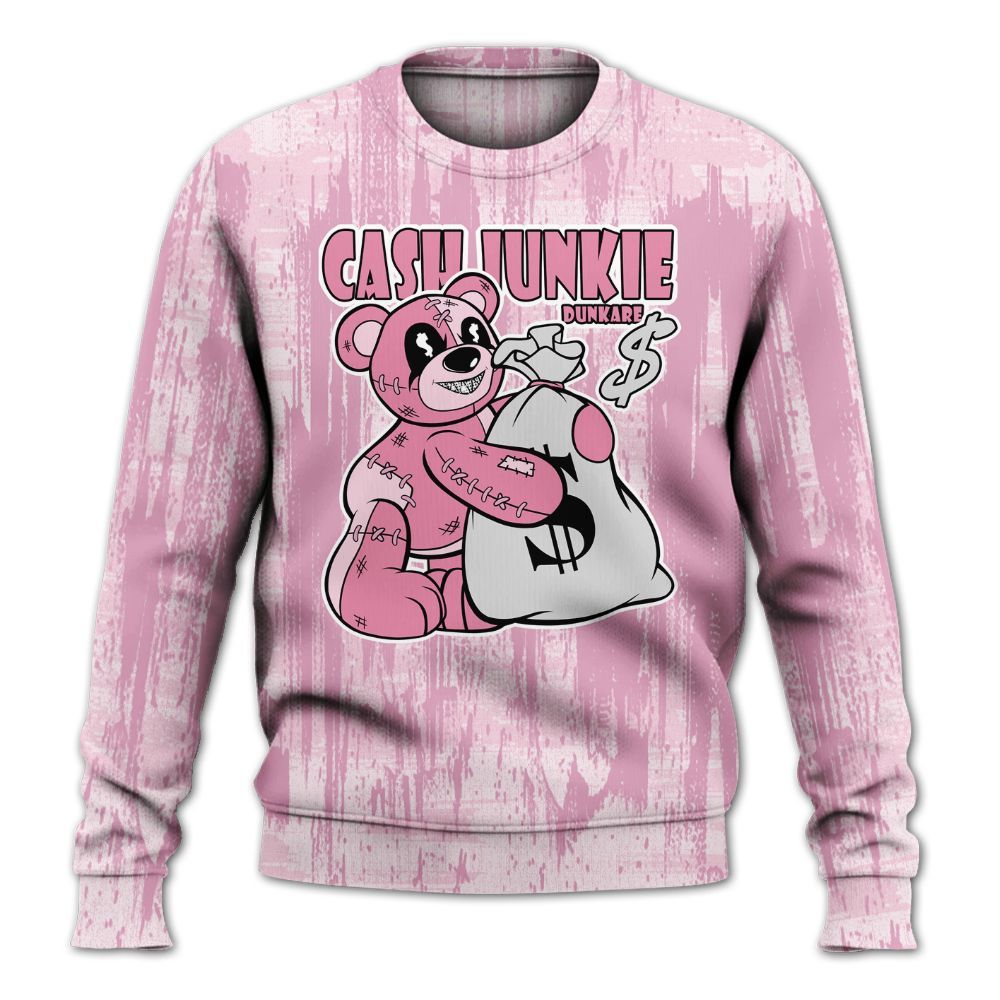 Sweatshirt To Match Orchid 4s - Cashs Junkie Bear Glitch Art All Over Print
