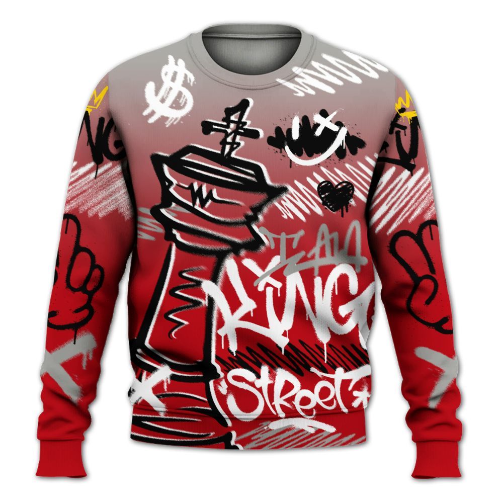 Sweatshirt To Match Air Griffey Max Gray Reds 1s - Street King Chess Streetwear All Over Print