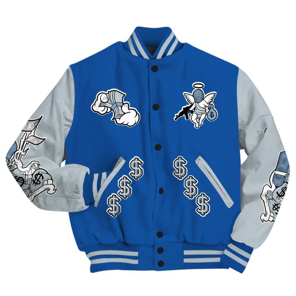 Varsity Jacket To Match Low Space Royal 11s - Ones Move In Silence Graphic All Over Print