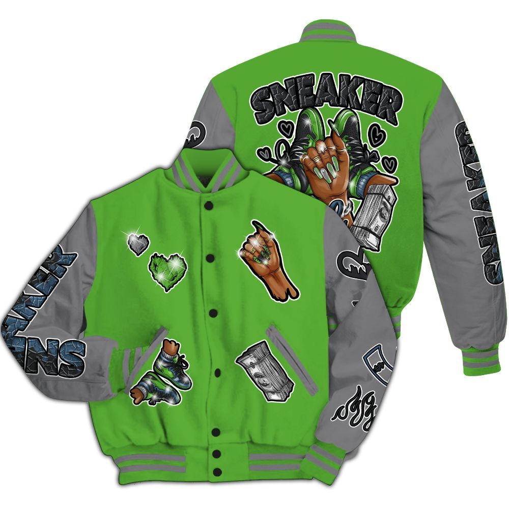 Varsity Jacket To Match Retro Green Bean 5s - Sneakerz Girlz All Over Print