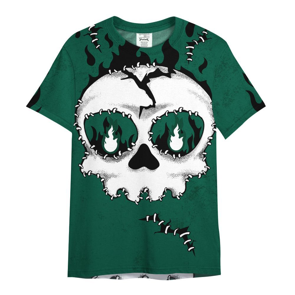 Shirt To Match Oxidized Green 4s - Cracked Skull Stitches All Over Print