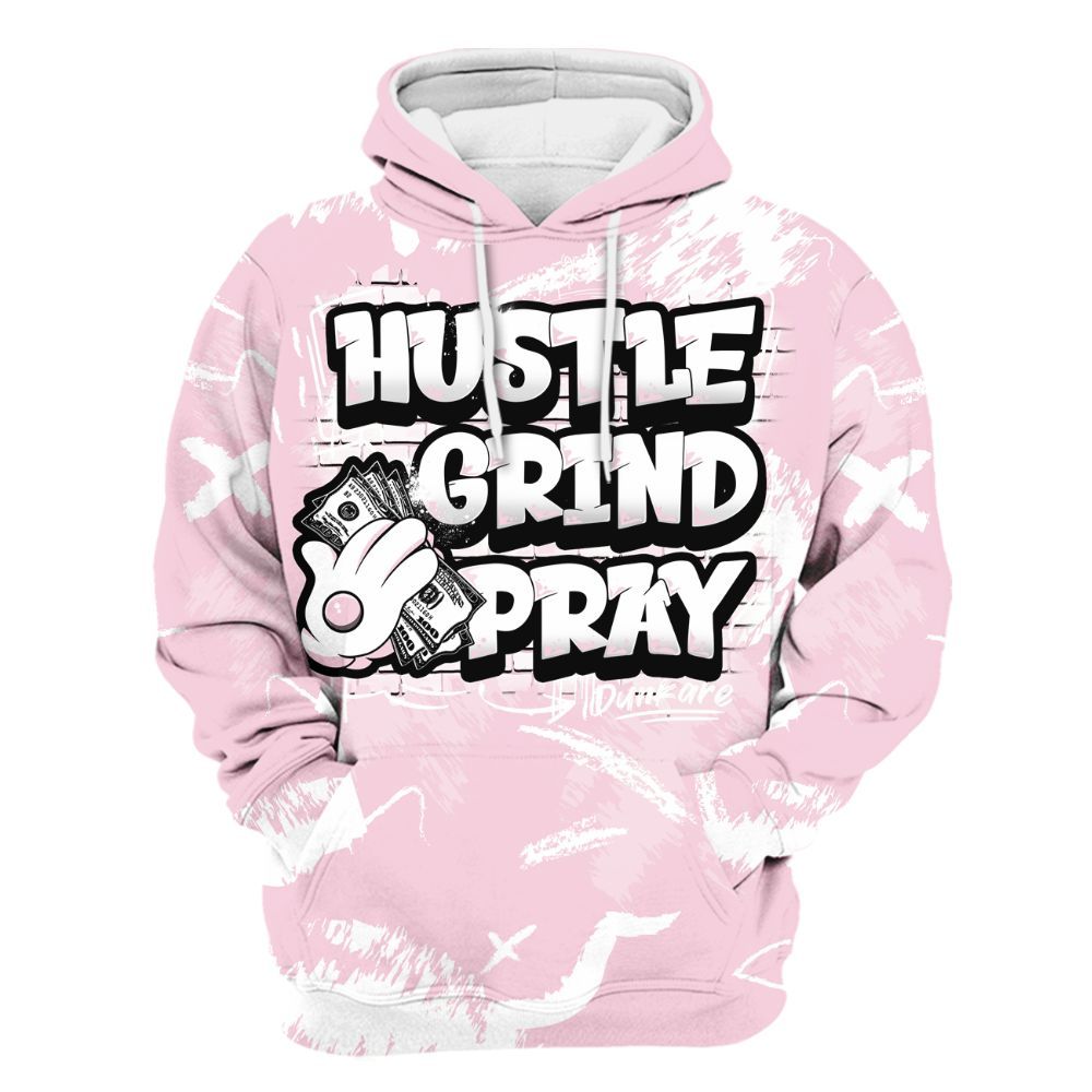 Hoodie To Match Orchid 4s - Hustle Grind Pray Retro All Over Print