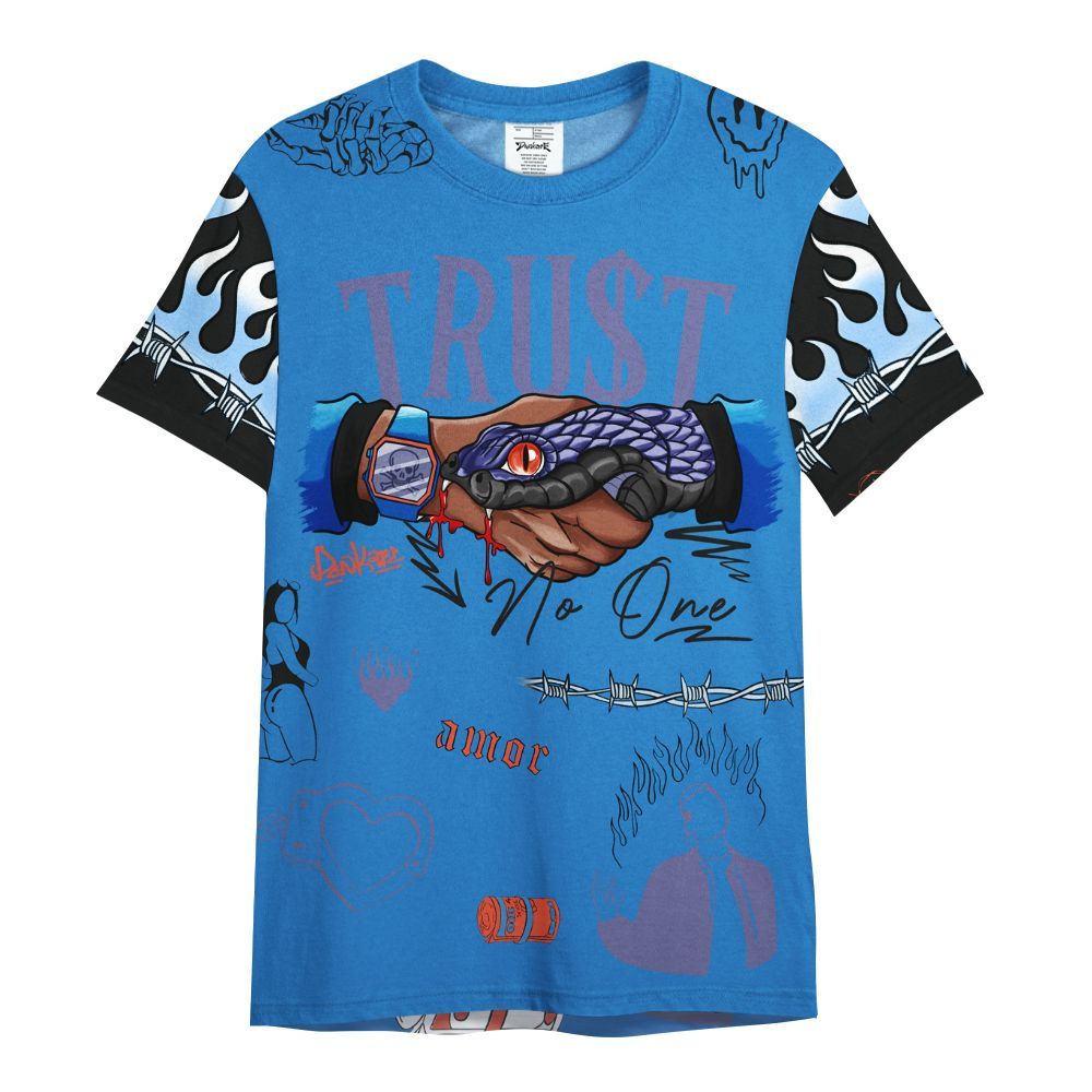 Shirt To Match Hi-Res Blue 700s - Snake Trust No One All Over Print