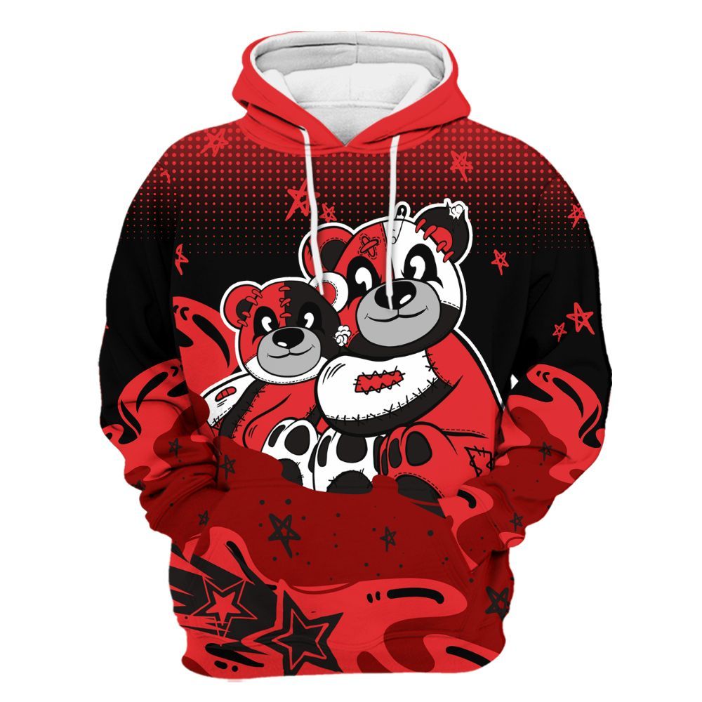 Hoodie To Match Chile Red 9s - Sincere Fondness Bear Stars All Over Print