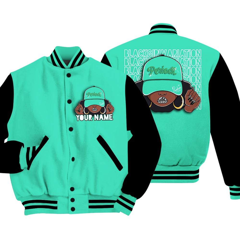 Varsity Jacket To Match Varsity Streetwear Custom Name Black Girl, 3 Green Glow T-Shirt, Sneaker Black Green Glow 3s Baseball Varsity Jacket 1604 NCT