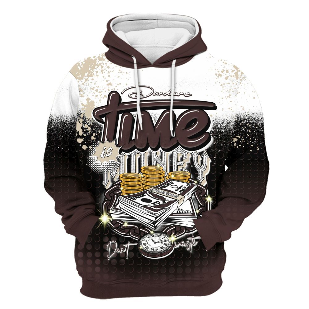 Hoodie To Match Burgundy Crush 3s - Halftone Time Is Money All Over Print