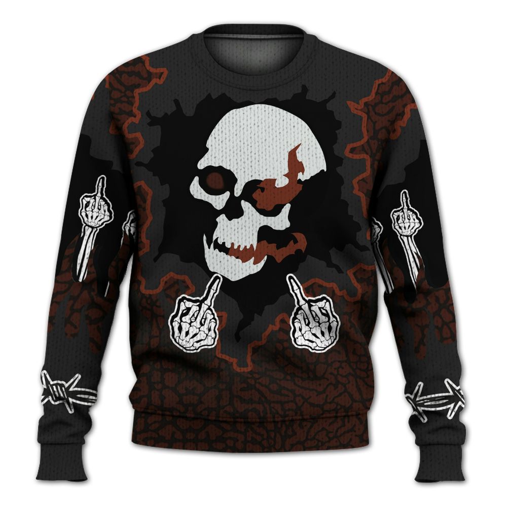Knitted Sweater To Match Air Force 1 Low Halloween Skull 2024 - F Around Find Out Graphic Trapped