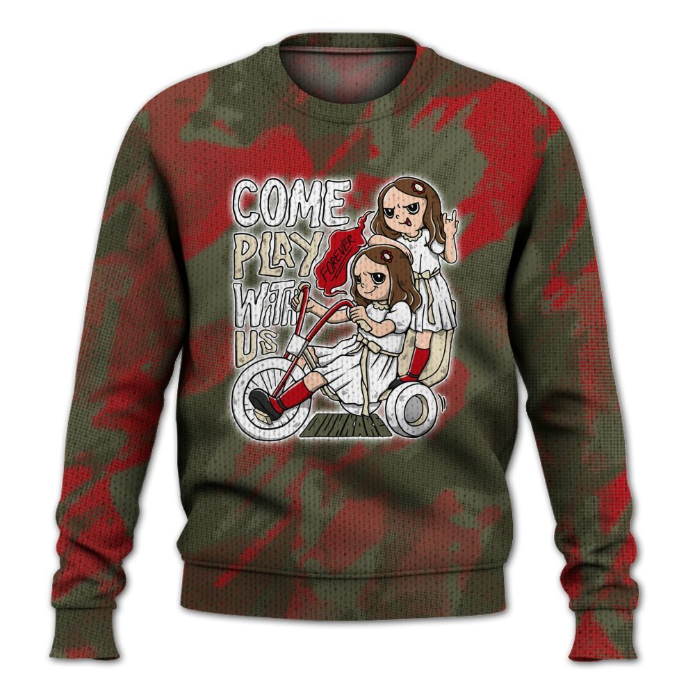 Knitted Sweater To Match Travis Scott Low OG Medium Olive 1s - Come Hangout Halloween Abstract Halftone