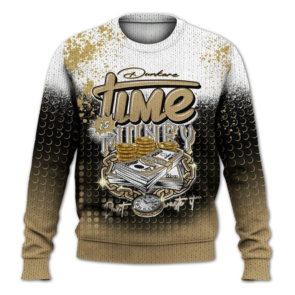 Knitted Sweater To Match High OG Black Metallic Gold 1s - Halftone Time Is Money