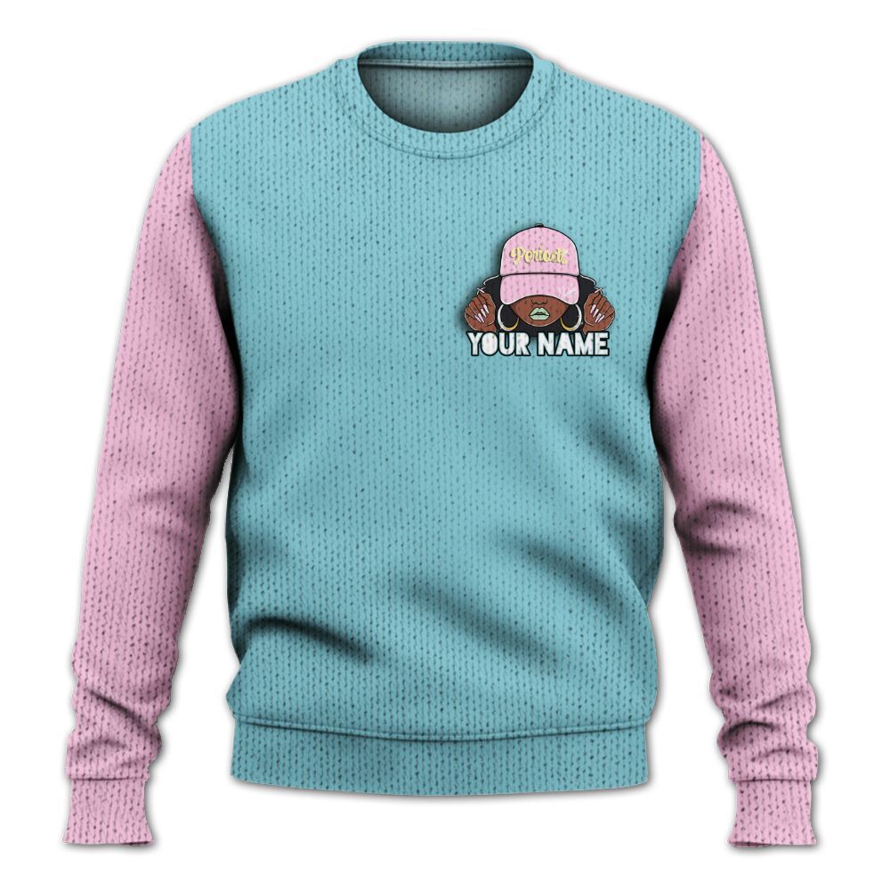 Knitted Sweater To Match SB Dunk Low Visty, Custom Name Black Girl