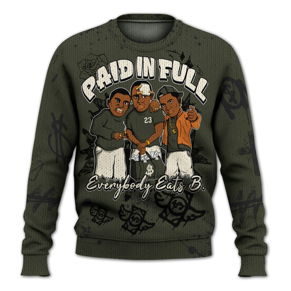 Sweater To Match Retro Undefeated 4s - Paid In Full Crayon Graphic