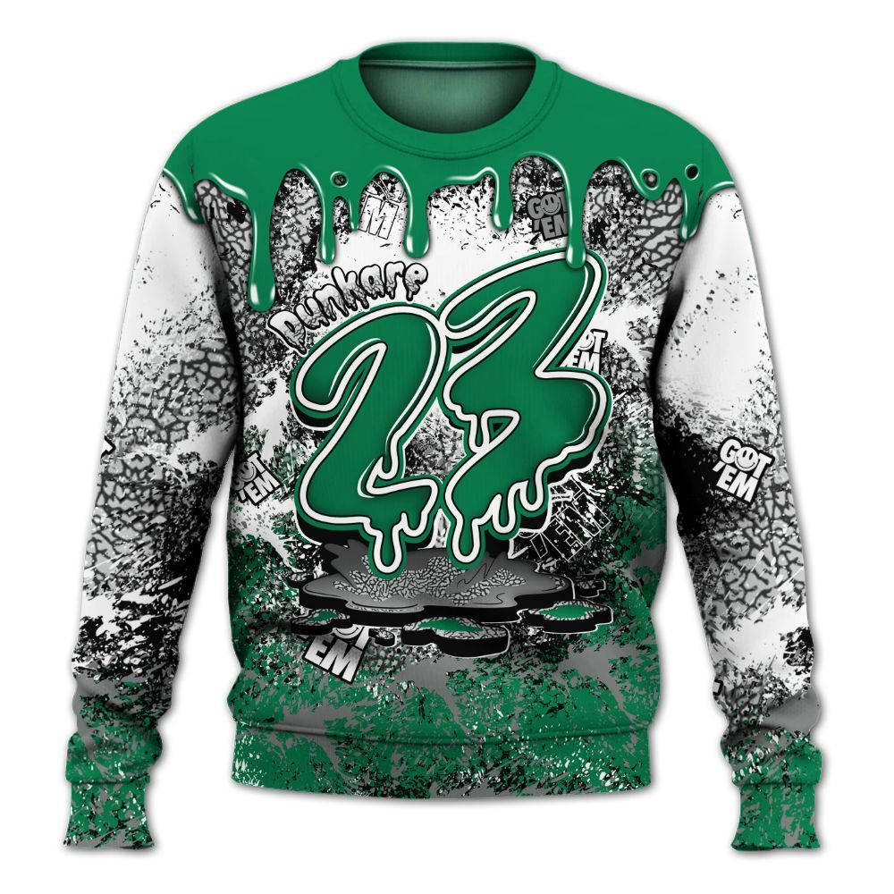 Sweatshirt To Match Pine Green 3s - Dripping 23 Drip All Over Print