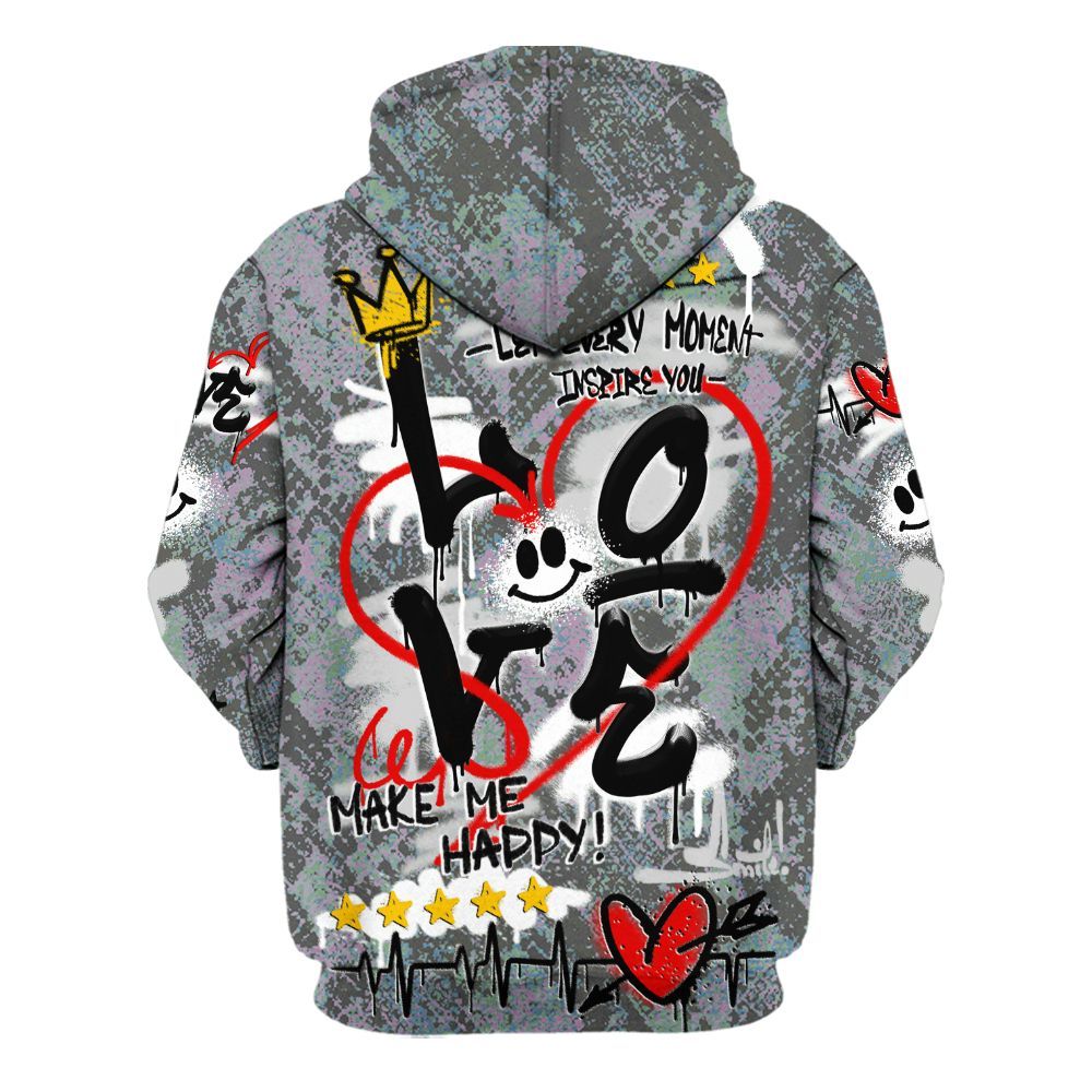 Hoodie To Match Low CNY Year Of The Snake 11s - Happy Love Beats Graffiti Streetwear All Over Print