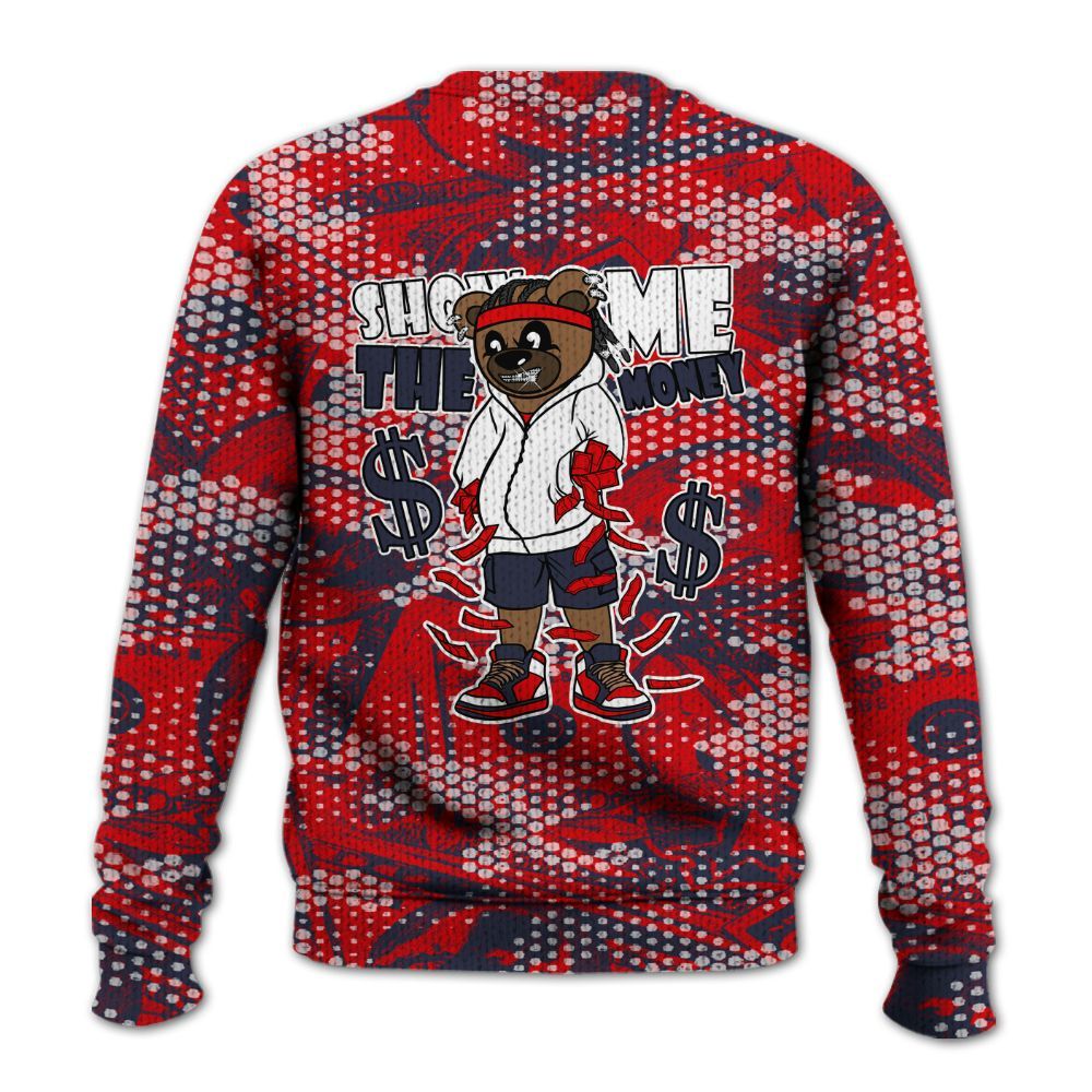 Knitted Sweater To Match Low OG Howard Bison 1s - Show Me Bear Banknotes Art