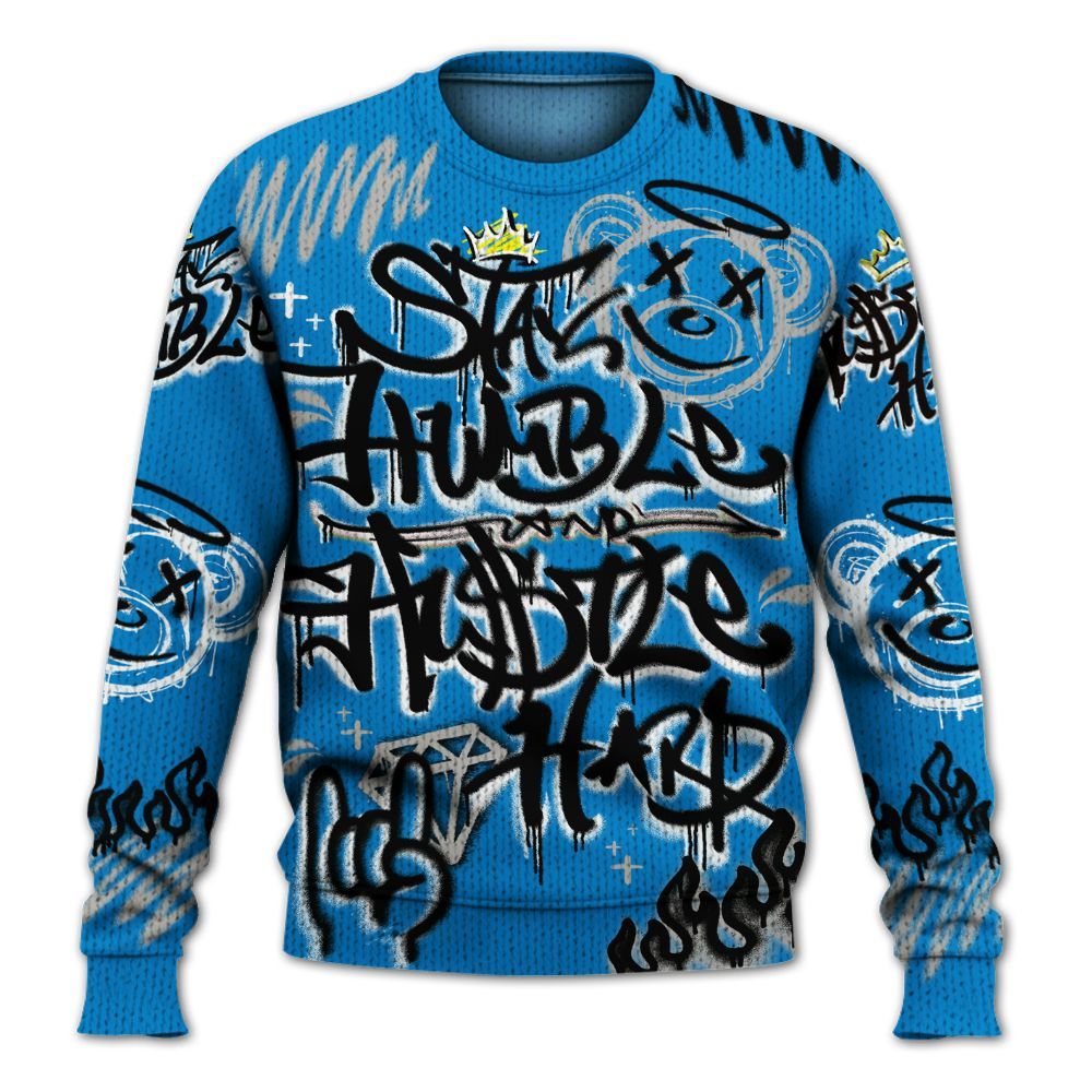 Knitted Sweater To Match Industrial Blue 4s - Humble Drip Streetwear Graffity