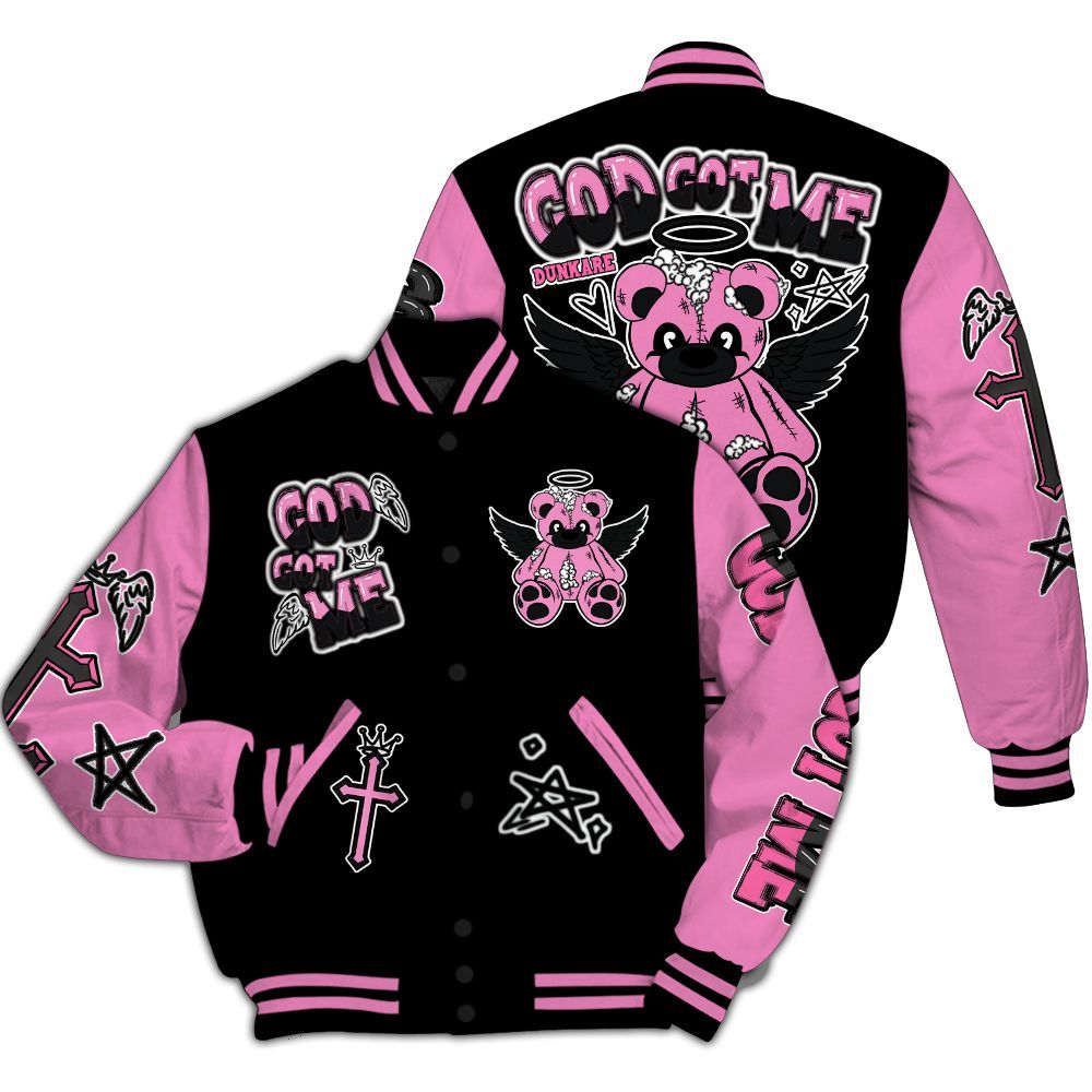 Varsity Jacket To Match Untouchable And Moments Black - Gods Guides Me Bear All Over Print