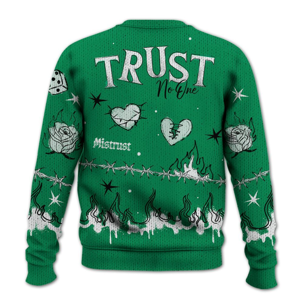 Knitted Sweater To Match Mid Lucky Green 1s - Trust No One Snake-Bite Doodle Crayon