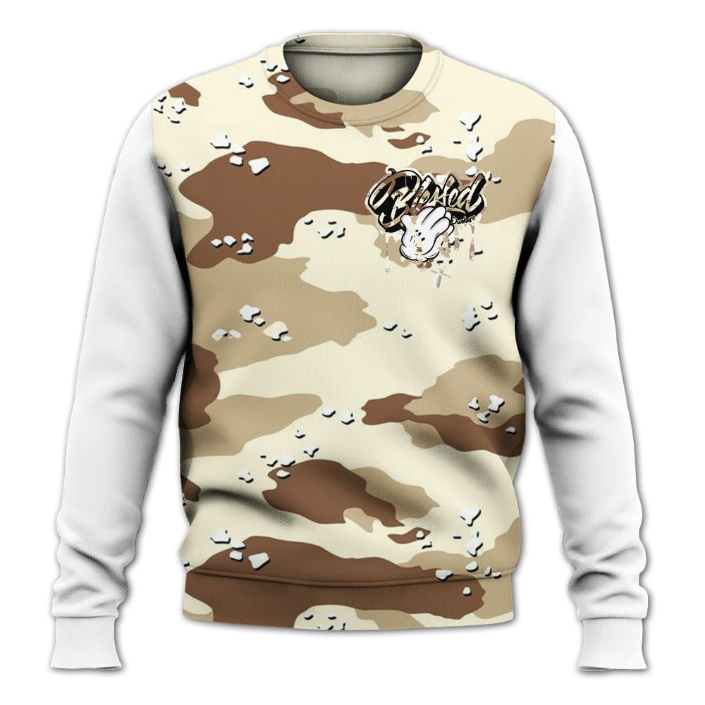 Sweatshirt To Match Desert Camo 3s - Custom Name God Blessed Drip All Over Print