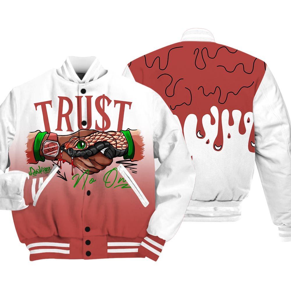 Varsity Jacket To Match Varsity Streetwear Snake Trust No One Drip, Dune Red 13s T-Shirt, Sneaker Dune Red 13s Baseball Varsity Jacket 1604 NCT