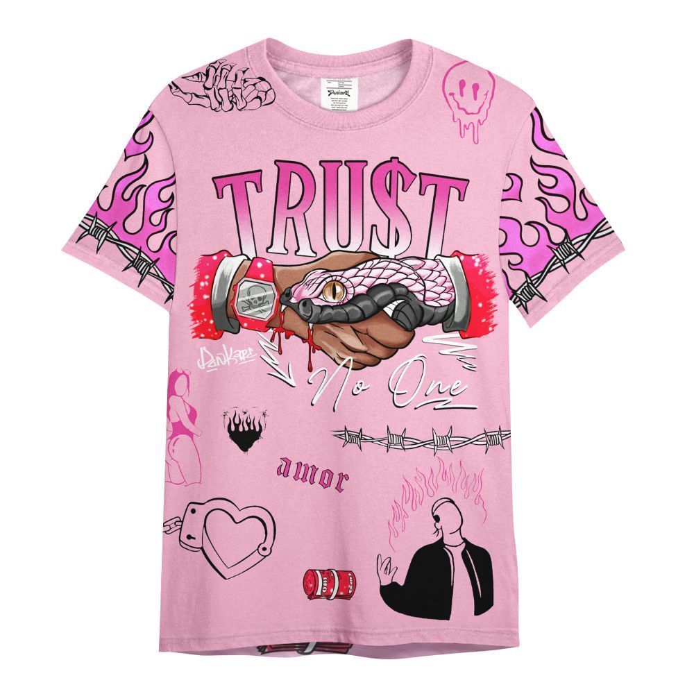 Shirt To Match Retro Bubble Gum Pink 6s - Snake Trust No One All Over Print