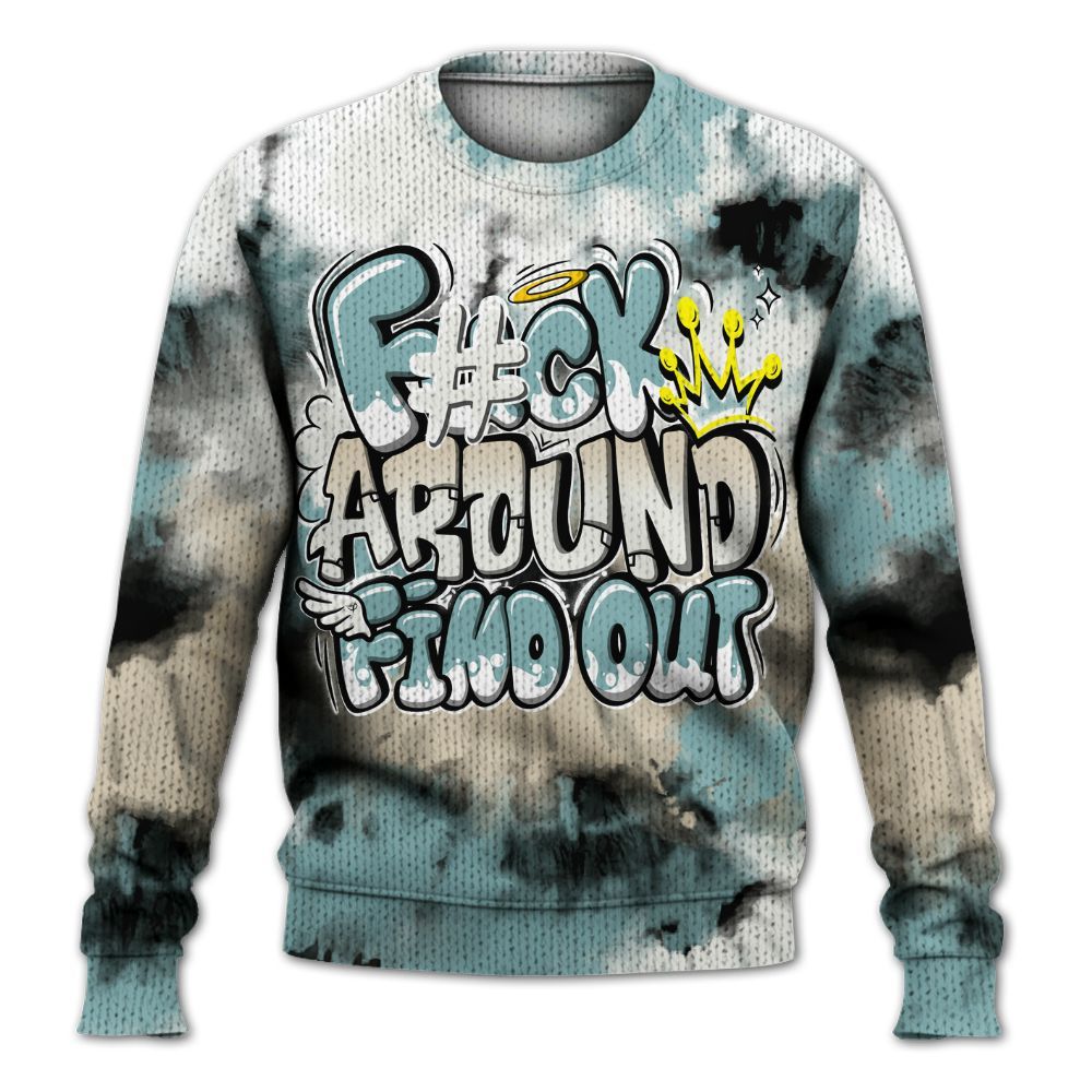 Knitted Sweater To Match Dunk Low Glacier Blue Pale Ivory - Tie Dye FK Around Find Out