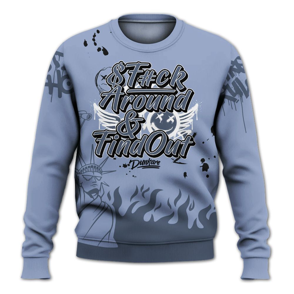 Sweatshirt To Match Retro Blue Grey 13s - Graphic Fck Around Find Out All Over Print