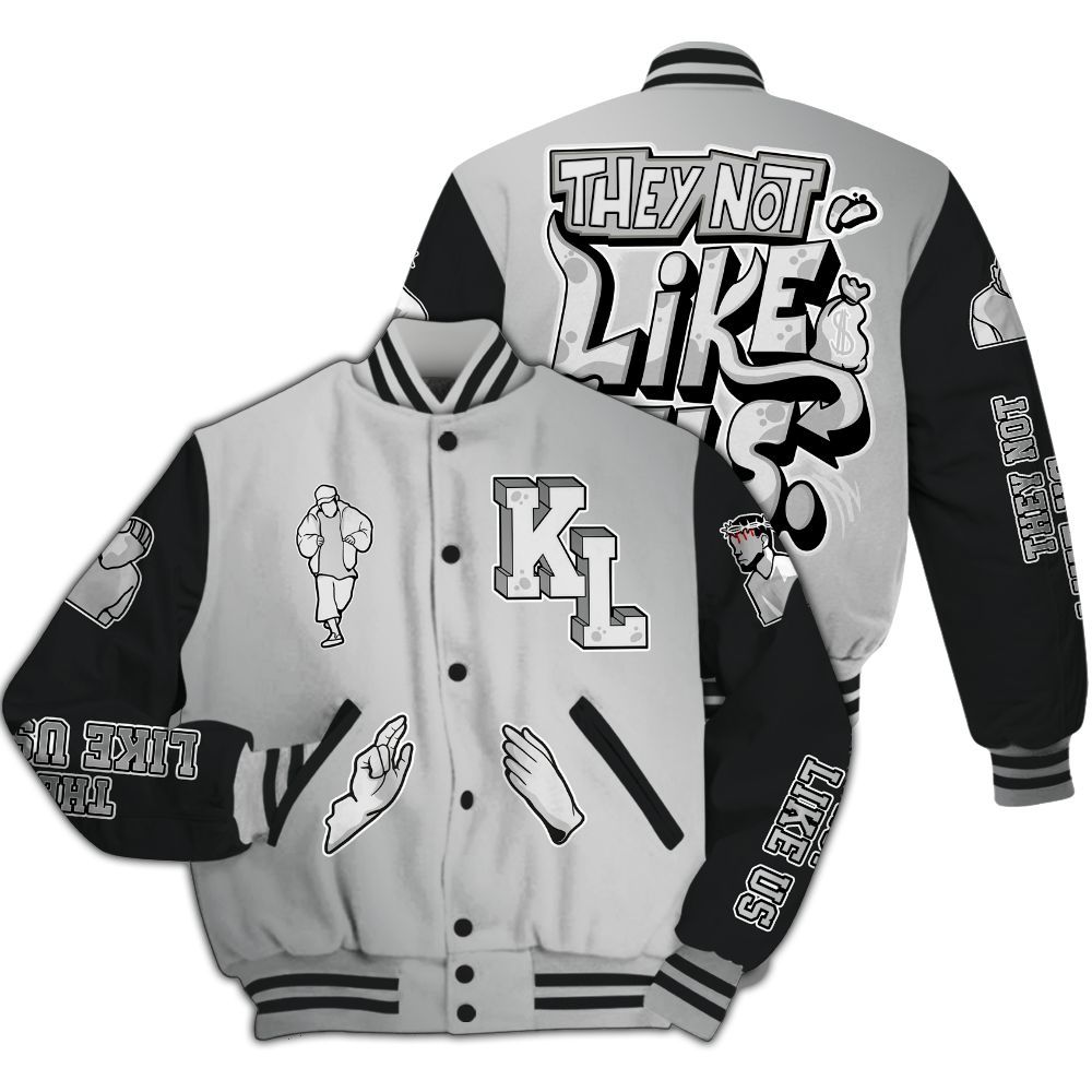 Varsity Jacket To Match Metallic Silver 14s - Dislike Us Graphic All Over Print