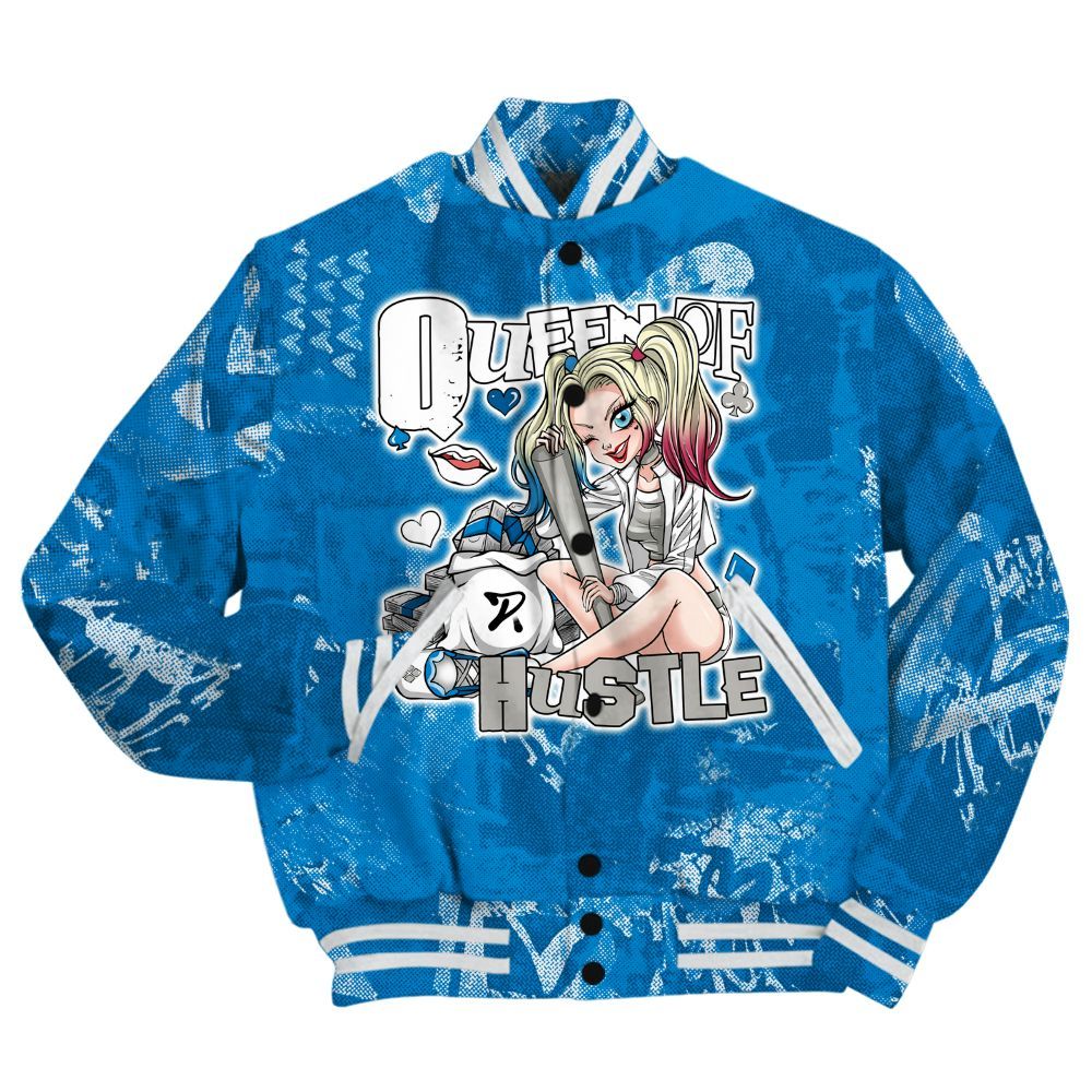 Varsity Jacket To Match Military Blue 4s Shirt - Hustles Quiinn Heart Grunge All Over Print
