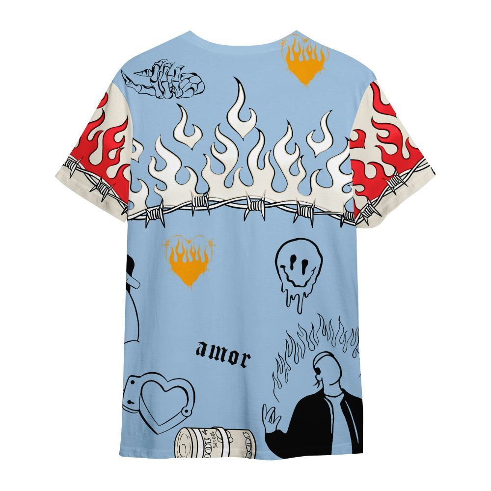 Shirt To Match Retro High OG Pale Ivory Psychic Blue 1s - Snake Trust No One All Over Print