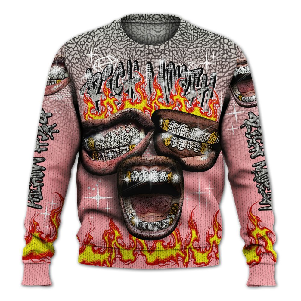 Knitted Sweater To Match Retro Wings 3s - Rich Mouth Fire Rap Retro 90s