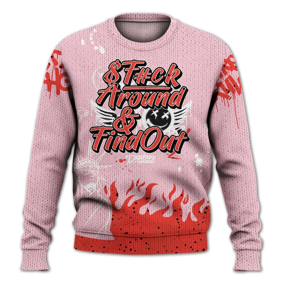 Sweater To Match Retro Awake Arctic Pink - Graphic Fck Around Find Out Graphic