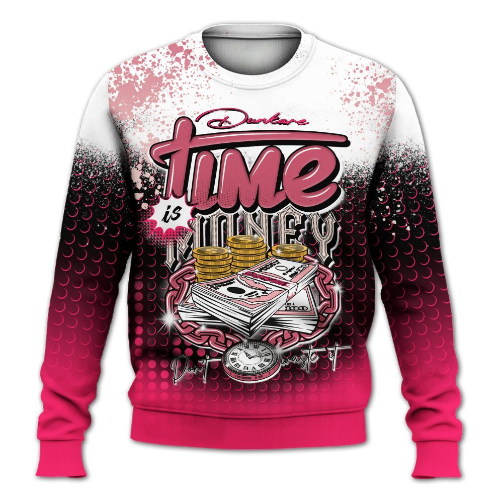 Sweatshirt To Match A'One Hyper Pink Shirt, Halftone Time Is Money All Over Print
