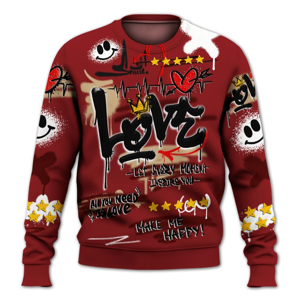 Sweatshirt To Match Bin 23 3s - Happy Love Beats Graffiti Streetwear All Over Print