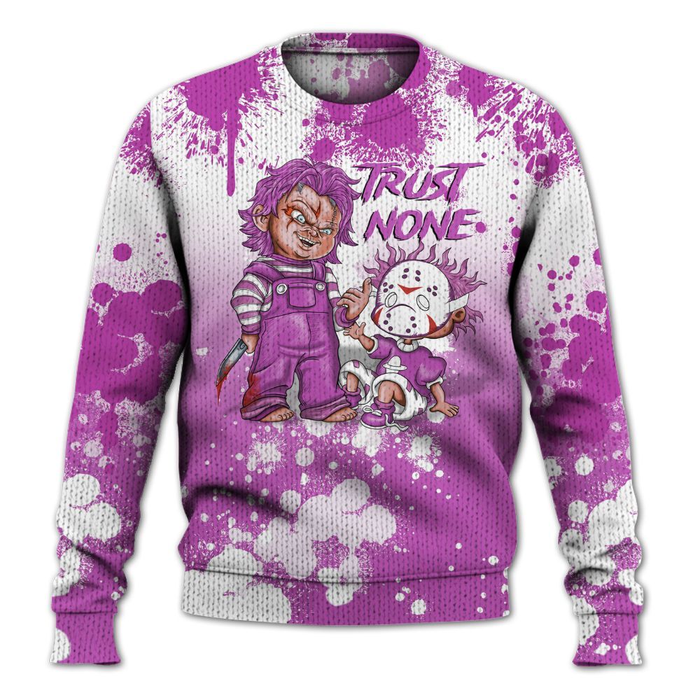 Knitted Sweater To Match Hyper Violet 4s - Trust No One Scary
