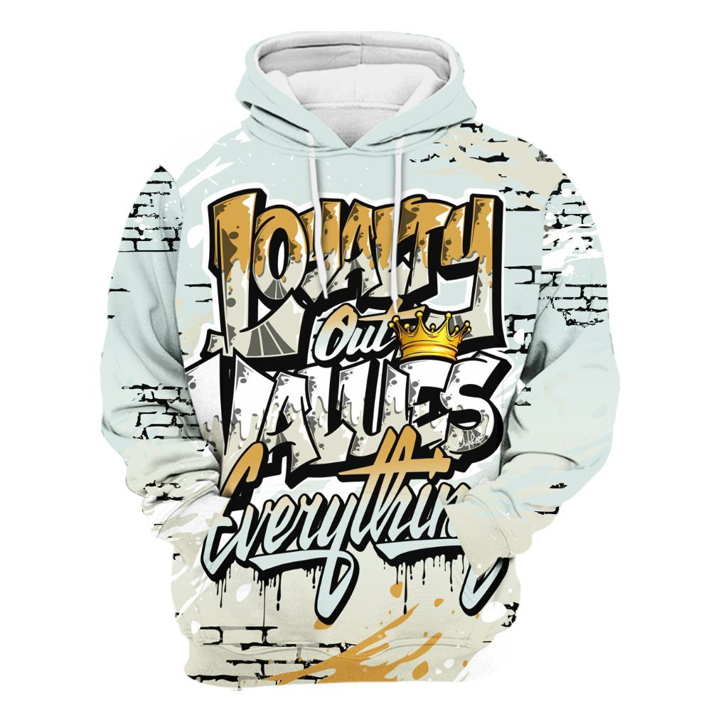 Hoodie To Match Pure Platinum 4s - Values Of Loyalty Drip All Over Print