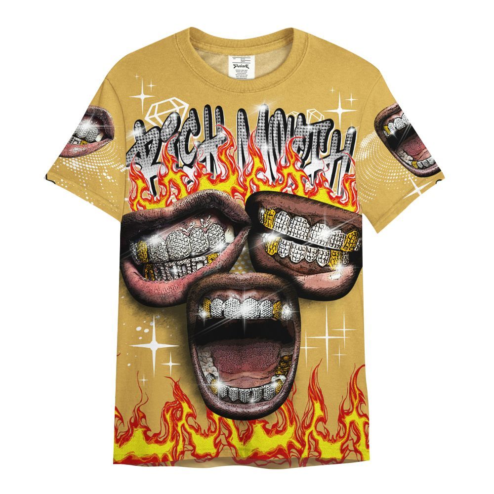 Shirt To Match Retro Light Ginger 14s - Rich Mouth Fire Rap Retro 90s All Over Print