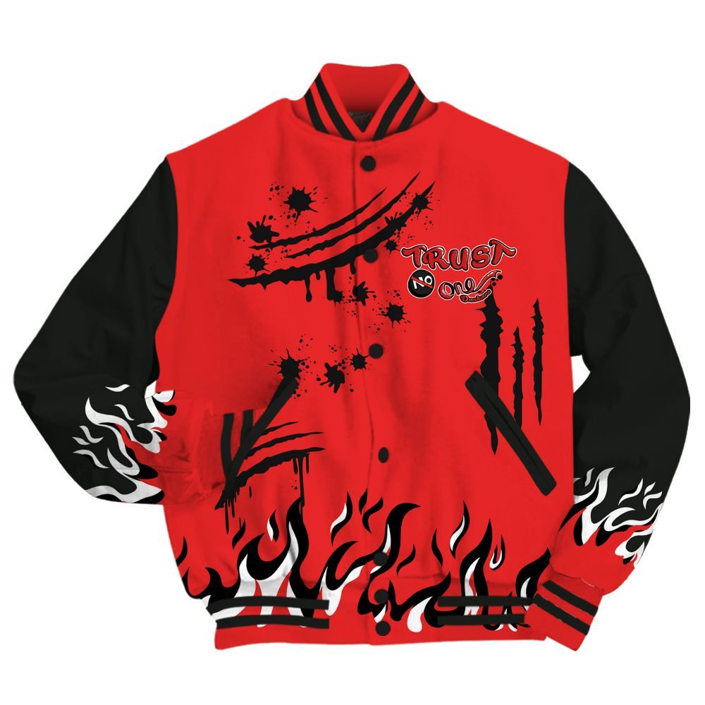 Varsity Jacket To Match Red Thunder 4s - Graphic Trust No One All Over Print