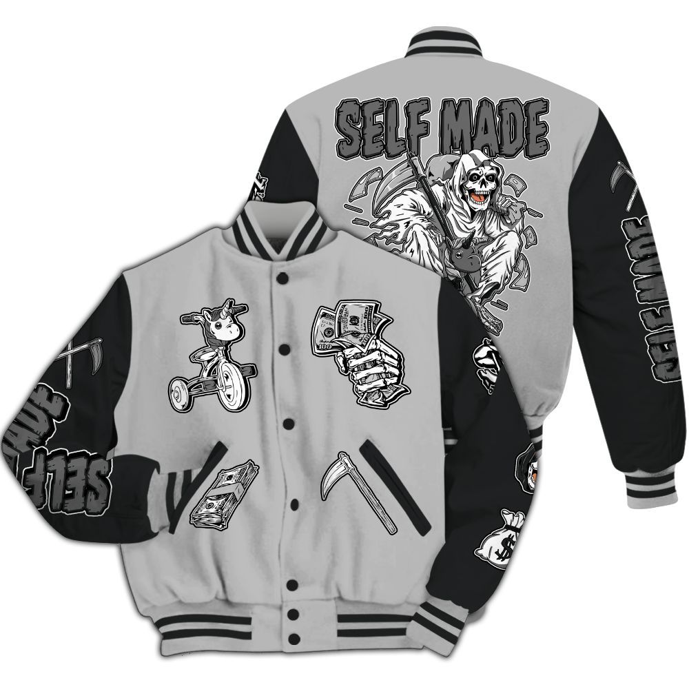 Varsity Jacket To Match Low 85 Metallic Black 1s - Self Make Skeleton All Over Print