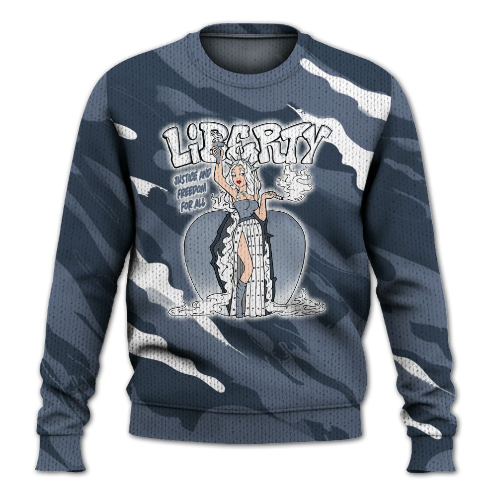 Knitted Sweater To Match Low Diffused Blue 11s - Midwest Cartoon Colored