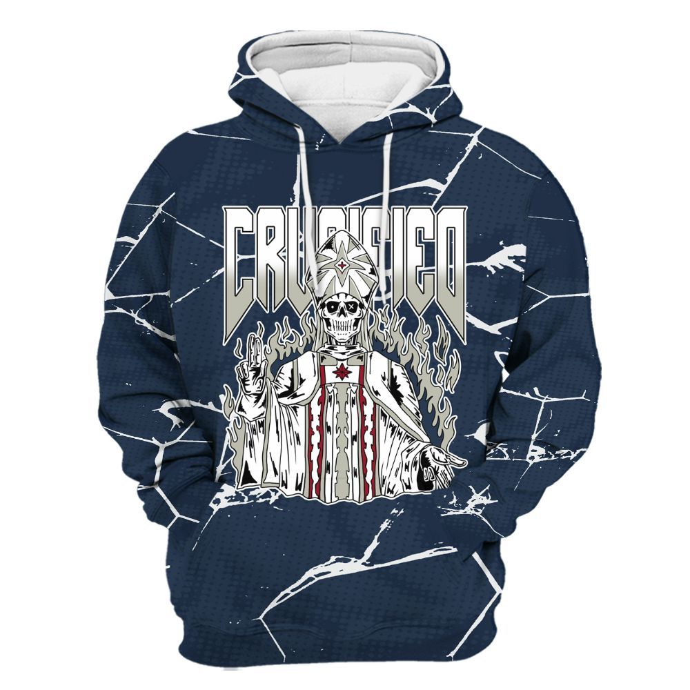 Hoodie To Match Retro Olympic 6s - Crucified Skeleton Crack All Over Print