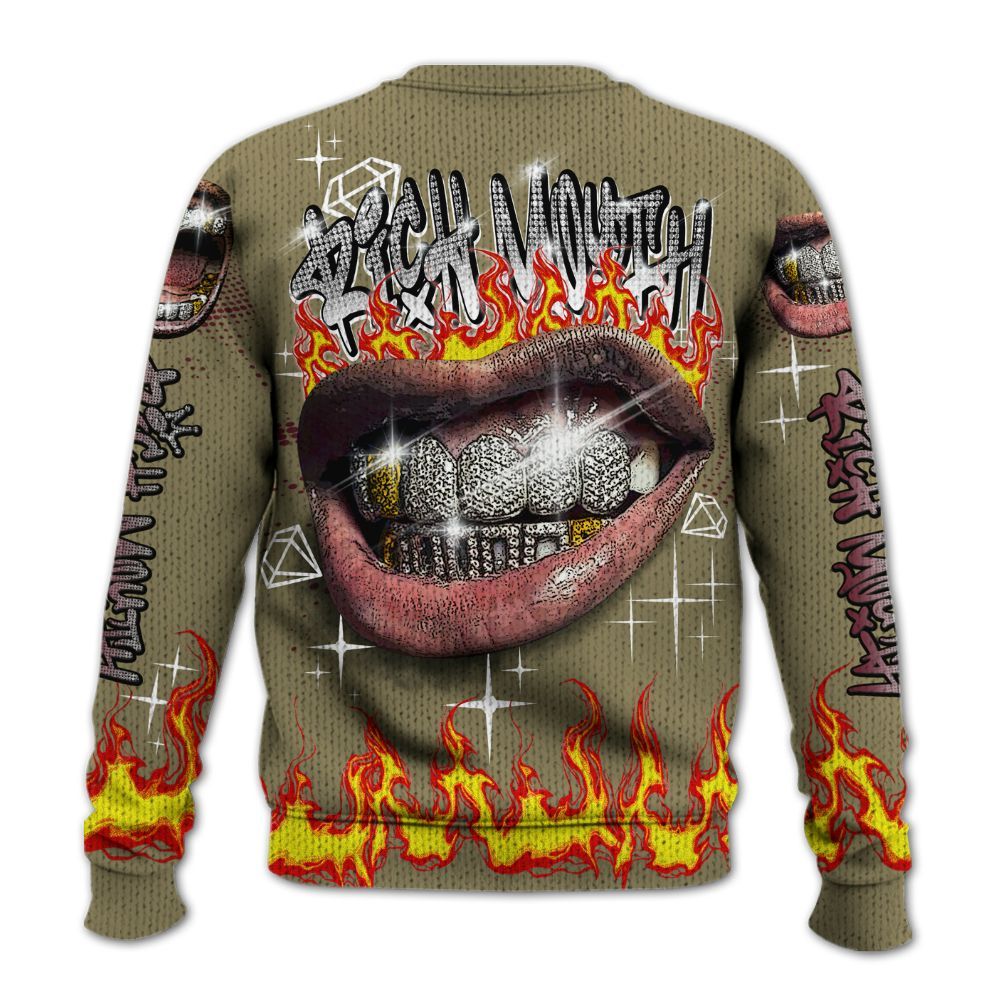 Knitted Sweater To Match Black Olive 7s - Rich Mouth Fire Rap Retro 90s