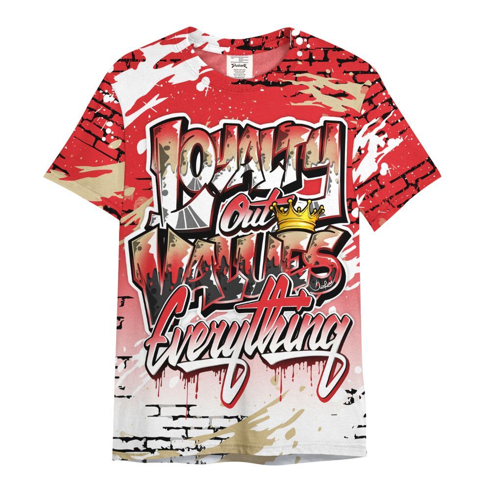 Shirt To Match Prime 93 Fire Red - Values Of Loyalty Drip All Over Print