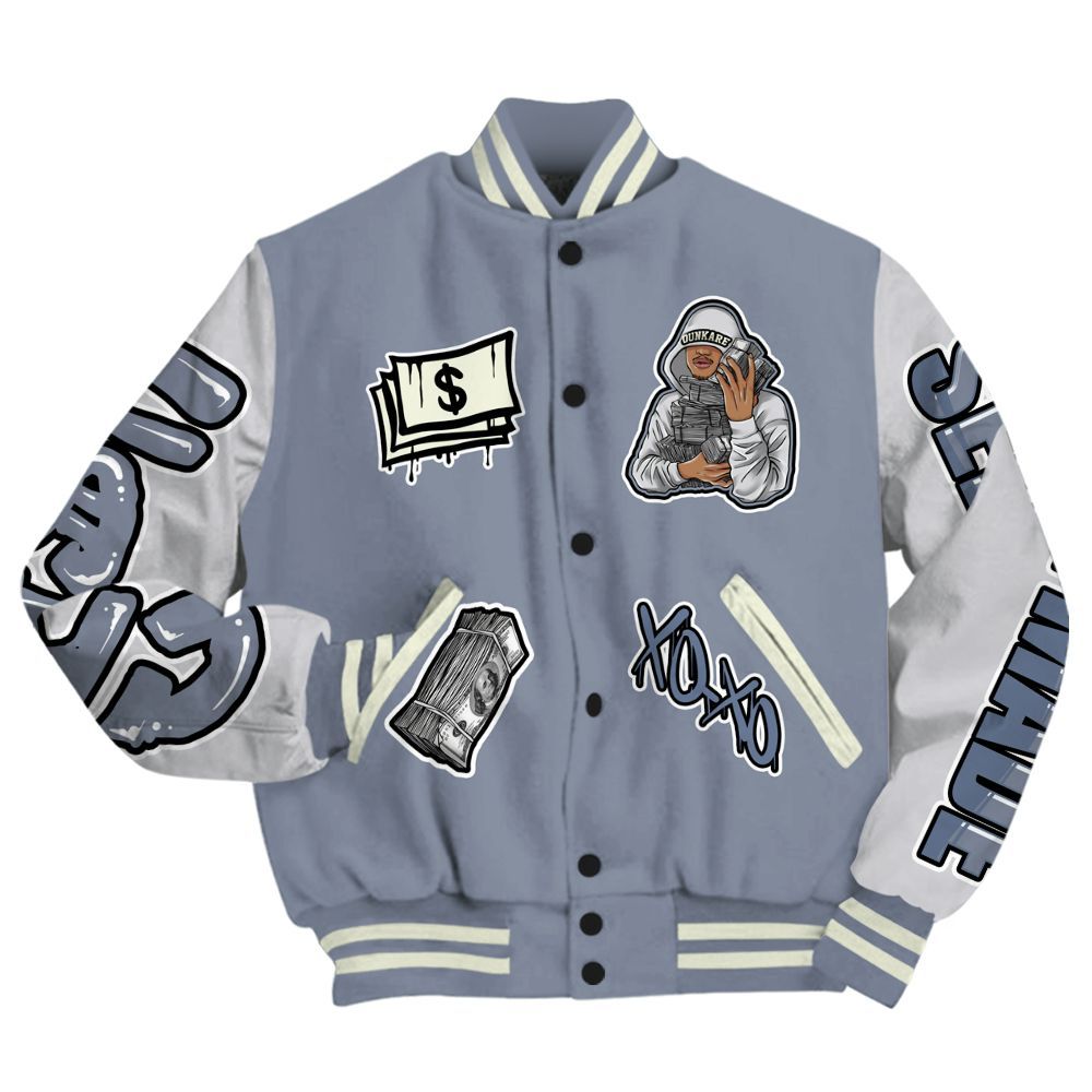 Varsity Jacket To Match Retro High OG Cool Grey 1s - Selfmade Unique All Over Print