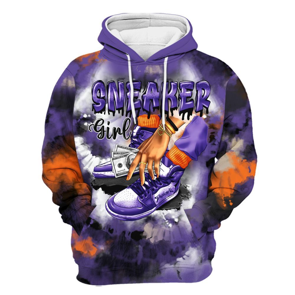 Hoodie To Match Air Max Waffle SP Voltage Purple - SNEAKER Girl Money Drip Tie Dye All Over Print