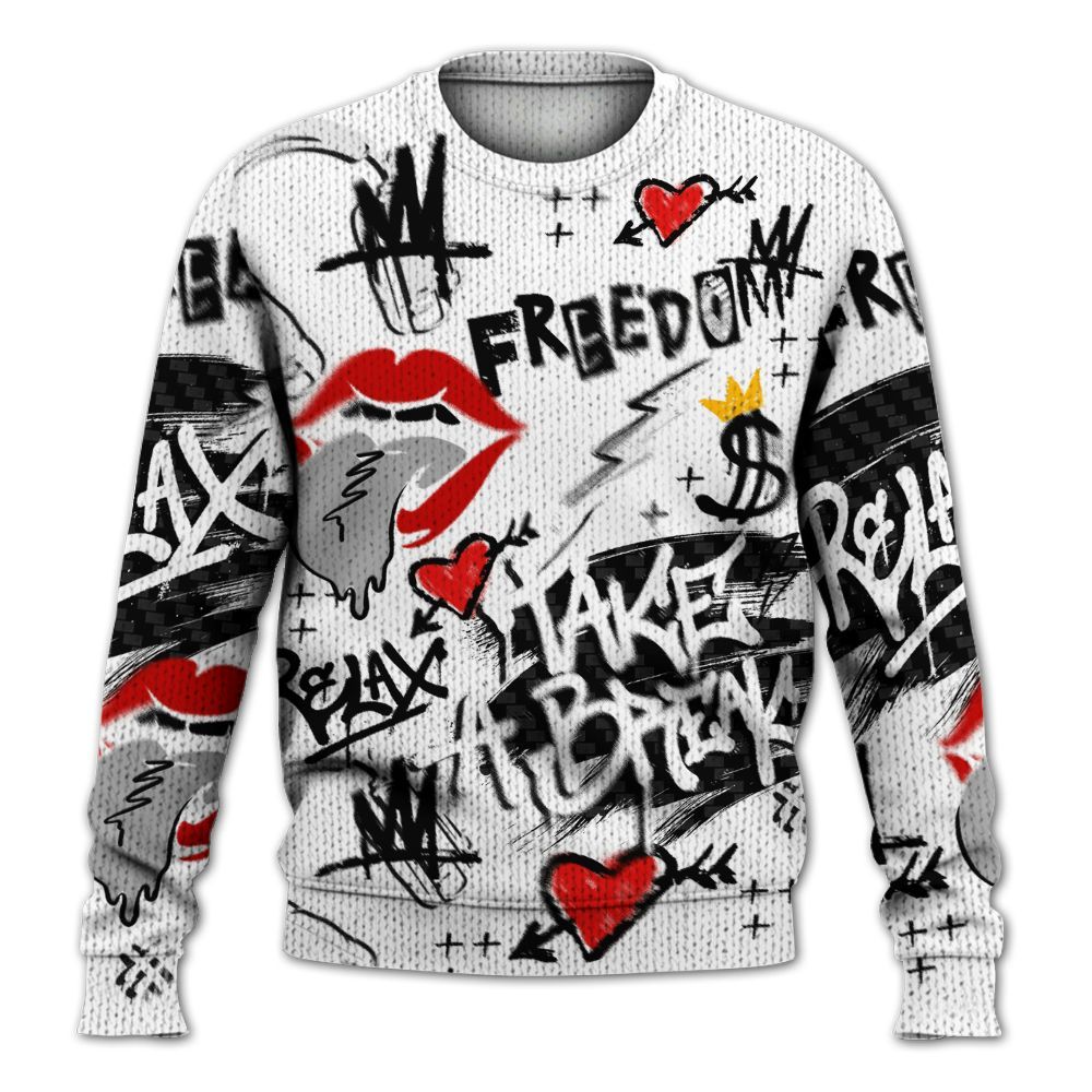 Knitted Sweater To Match Kobe 9 Protro Halo - Take Break Freedom Graffiti Streetwear