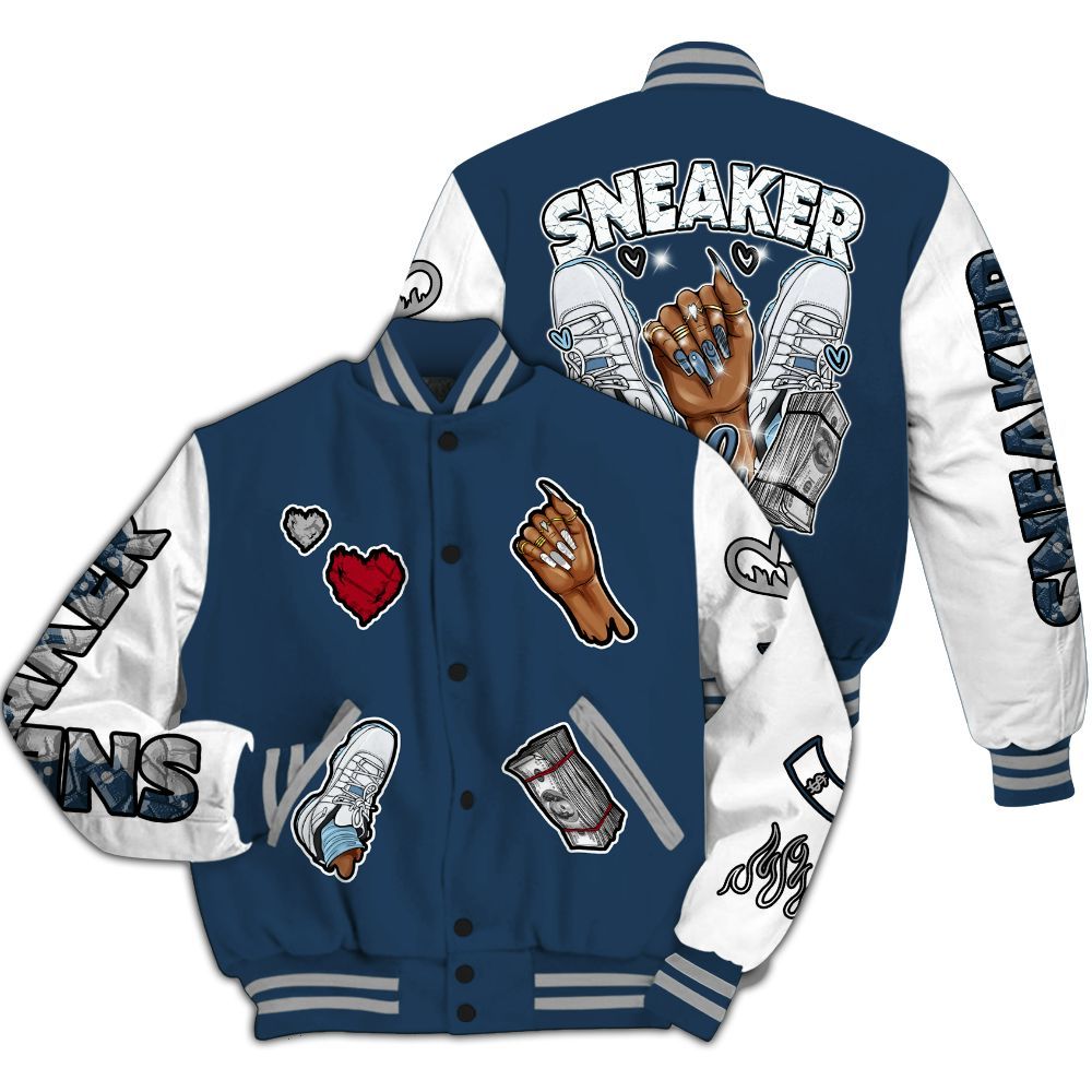 Varsity Jacket To Match Retro French Blue 2025 12s - Sneakerz Girlz All Over Print