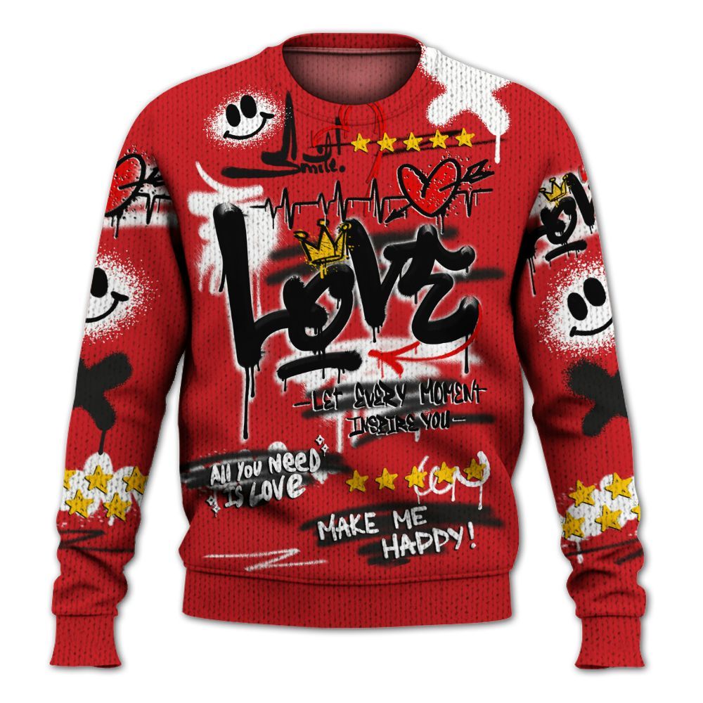 Sweater To Match Bloodline 12s - Happy Love Beats Graffiti Streetwear Graphic
